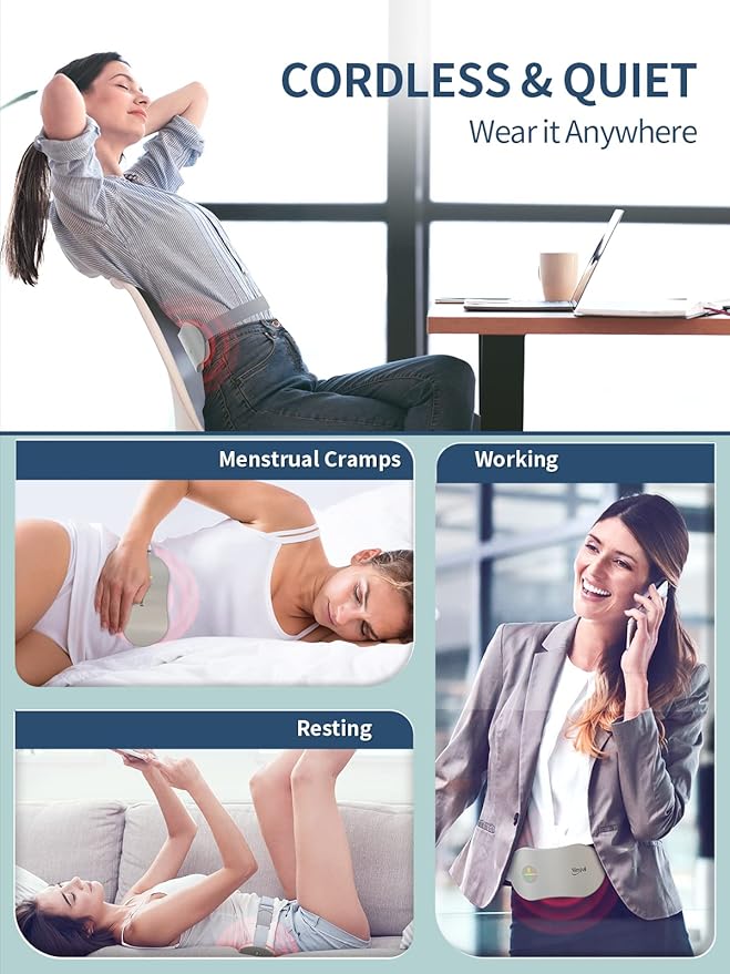 Slimpal Menstrual Heating Pad for Cramps, FSA HSA Eligible Approved, Portable Cordless Heating Pad for Period Pain Relief, Electric Heat Belt, Up to 8 Hours Constant Working, Gifts for Women Girl Grey-Ruum Studio Home