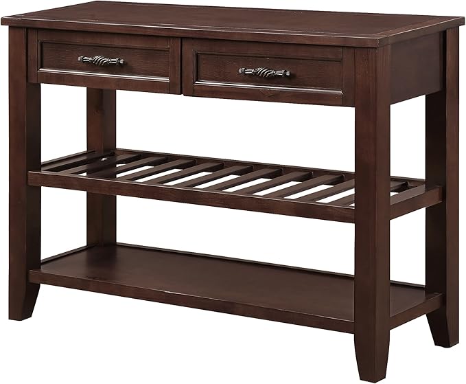 Solid Wood Console Table Sofa Tables with Drawers and Shelves Small Entryway Table for Living Room,Decorative,Foyer(42" Espresso)-Ruum Studio Home