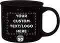 DISCOUNT PROMOS Custom Ceramic Campfire Coffee Mugs 13 oz. Set of 50, Personalized Bulk Pack - Perfect for Tea, Espresso, Cappuccino, Hot Cocoa - Black-Ruum Studio Home