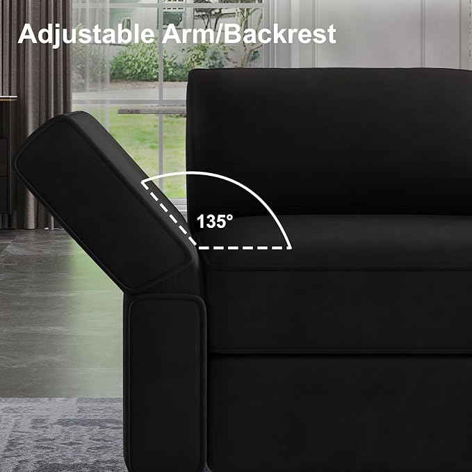 Belffin Modular Sofa Armrest Backrest Module for Modular Sectional Sofa Couch Side Armrest, Backrest Velvet Black-Ruum Studio Home