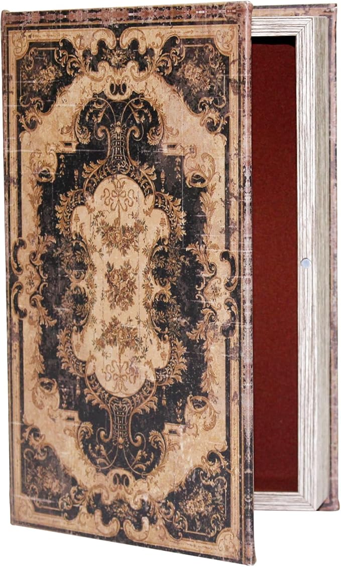 Decorative Storage Box for Home Decor - Vintage Faux Wood Book Box with Magnetic Lock, Hidden Jewelry & Remote Storage, Coffee Table Books Decor, Shelf Decor Accents (M Size, 10.2") -5-05-Ruum Studio Home