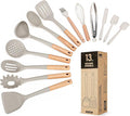 Kitchen Utensils Set, 13PCS Silicone Cooking Utensils, Heat Resistant Kitchen Utensil Spatula Set for Nonstick Cookware, Wooden Handles Kitchen Gadgets Tools Set-Ruum Studio Home