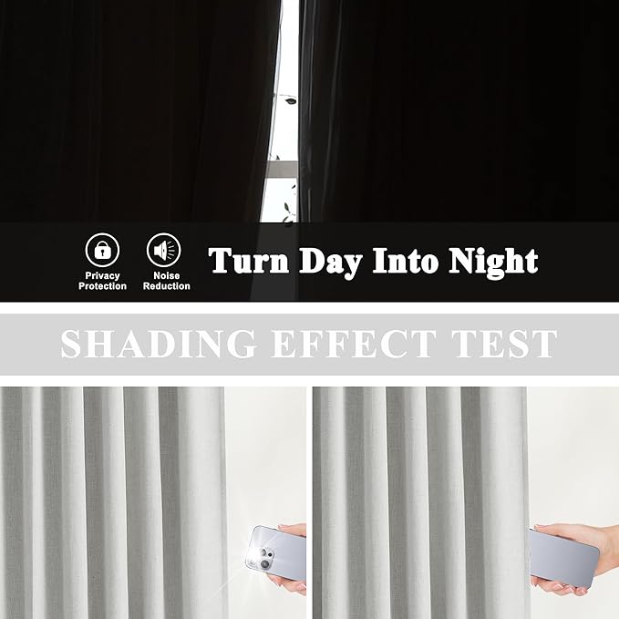 Vision Home Light Gray Pinch Pleated Full Blackout Curtains Linen Blended Room Darkening Curtain Panels 112 inch for Living Room Bedroom Thermal Insulated Pinch Pleat Drapes with Hooks 40" Wx112 Lx2-Ruum Studio Home