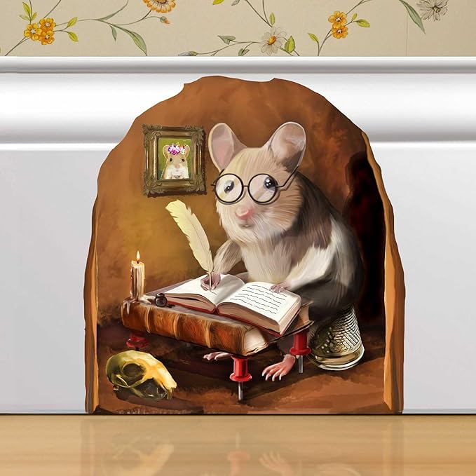 Mouse Reading Book, Wall Decor Sticker Decal, Kids Room, Classroom, Home, Bedroom, Bookcase, Book Lover, of Mice and Men, Children, Adorable, (Novelist Mouse)-Ruum Studio Home