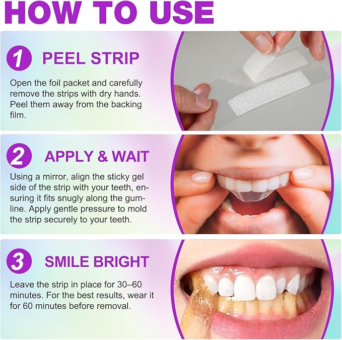 Teeth Whitening Strips,7-Day whitening Strips,Peroxide Free,Sensitive Teeth Whitener,Enamel Safe for Whiter Teeth,Deep Stains Removal,nstant Teeth Whitening Without The Harm (28pcs)-Ruum Studio Home