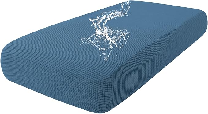 hyha Waterproof Couch Cushion Covers for Pets, Non Slip Sofa Seat Cover for Dogs Washable, Soft Thick Stretch Jacquard Fabric, Sofa Slipcovers with Elastic Bottom (1 Piece for Medium, Blue)-Ruum Studio Home