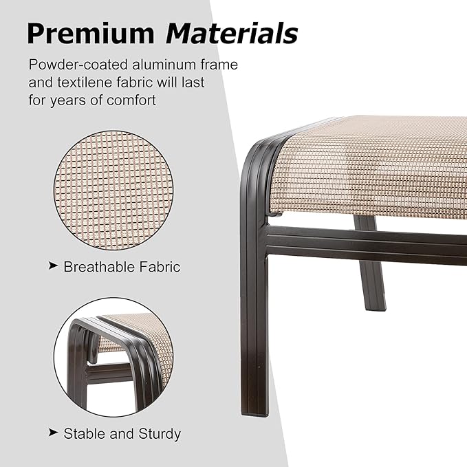 Outdoor Patio Footstools Aluminum Outdoor Ottomans Footrest Small Seating Wicker Furniture Patio Ottoman 2 Pieces Brown-Ruum Studio Home