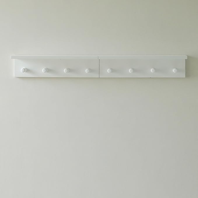 Entrance Coat Rack ，Coat Hooks, Wall-Mounted Wooden Hook Rack, Wall-Mounted Shelves are Very Suitable (White Finish-2)-Ruum Studio Home