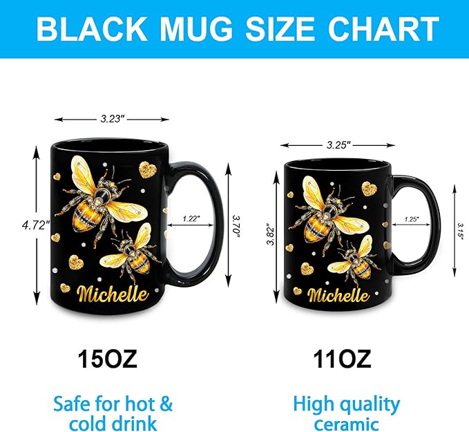 Hyturtle Personalized Jewelry Bee Mug - Bee Keeper Gifts For Women Lovers Teacher - Honey Gifts For Beekeeper Farmer On Birthday - Queen Honeycomb Decor - Custom Coffee Cup Ceramic Mug 11 Oz 15 Oz-Ruum Studio Home