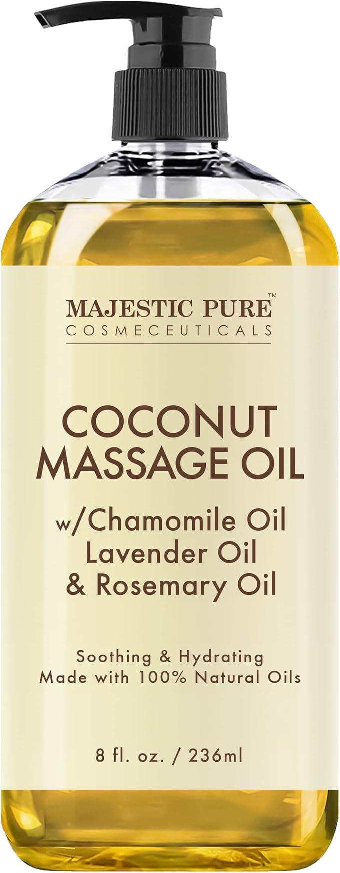MAJESTIC PURE Coconut Massage Oil for Massage Therapy - Refreshing, and Relaxing - Natural Oils - for All Skin Types - Men and Women - 8 fl oz-Ruum Studio Home