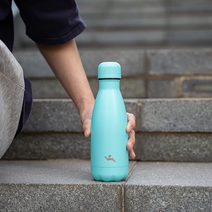 Insulated Water Bottles,12 oz Double Wall Stainless Steel Vacumm Metal Flask for Sports Travel,Turquoise-Ruum Studio Home