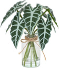 Artificial Flowers Turtle-Back, Alocasia Leaf, in Glass Vase with Faux Water,7Pcs Artificial Leaves Real Touch Latex Leaves for Centerpiece (1, Alocasia Leaf)-Ruum Studio Home