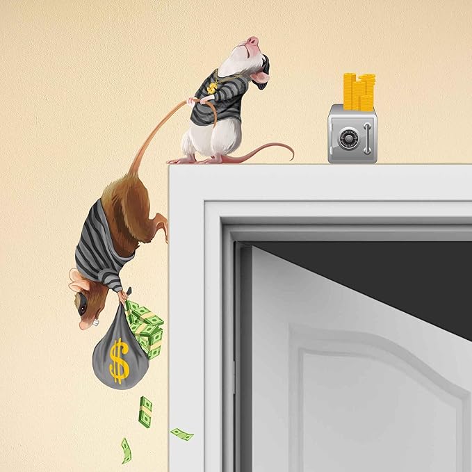 Mouse Reading Book, Wall Decor Sticker Decal, Kids Room, Classroom, Home, Bedroom, Bookcase, Book Lover, of Mice and Men, Children, Adorable, (Mice Burglars)-Ruum Studio Home