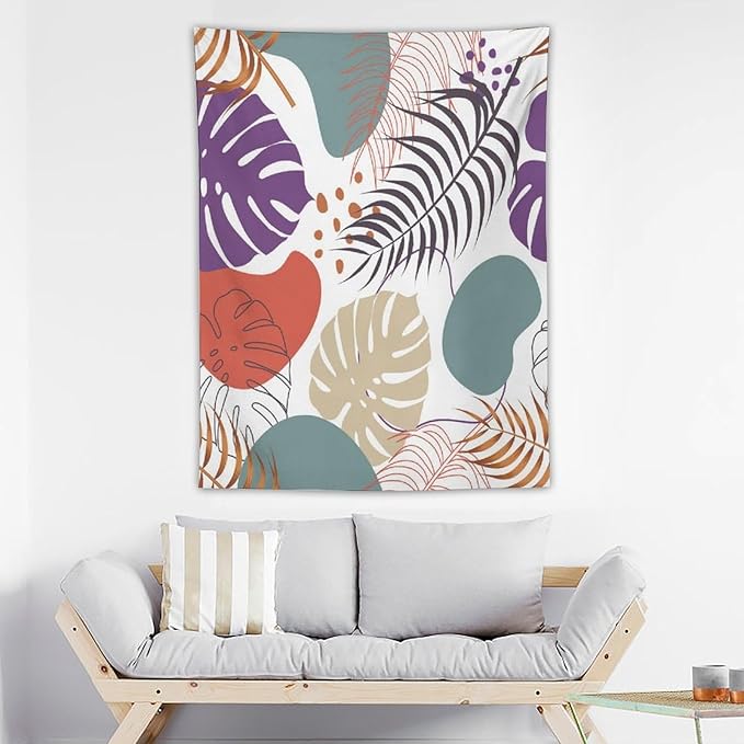 ICMOLYYENLO Tropical Green Leaves Tapestry, Exotic Leaves Beautiful Bedroom Wall Hanging, Floral Poster Blanket for Bedroom Living Room Dormitory Apartment 50x60 Inch-Ruum Studio Home