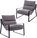 DUOMAY Modern Accent Arm Chair Set of 2, Comfy Linen Lounge Lazy Chair with Metal Leg, Mid-Century Corner Chair for Living Room Bedroom Office Apartment, Grey-Ruum Studio Home