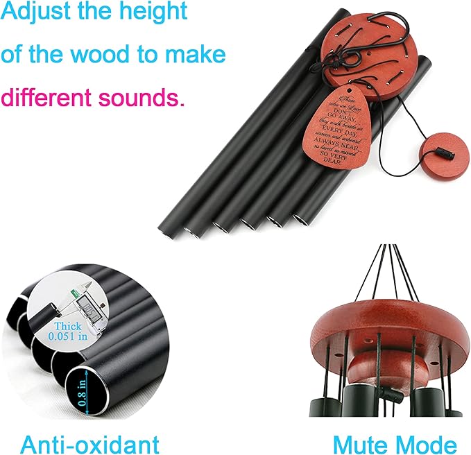 Memgift Memorial Wind Chimes - Sympathy Gift for Loss of Loved one, Weather-Resistant Outdoor Keepsake for Garden in Memory of Family-Ruum Studio Home