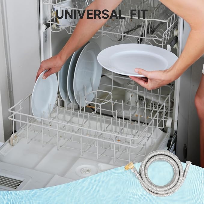 Roastove Universal Dishwasher Installation Kit,6 Ft Stainless Steel Dishwasher Hose,Burst Proof Water Supply Line with 3/8" Compression Connections-Ruum Studio Home