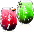 Sliner 2 Pack 17 oz Halloween Skeleton Wine Glasses Gift for Women Skull Shot Glasses Whiskey Drinking Cup for Halloween Party Supplies Birthday Theme Events Spooky Gifts(Skeleton)-Ruum Studio Home