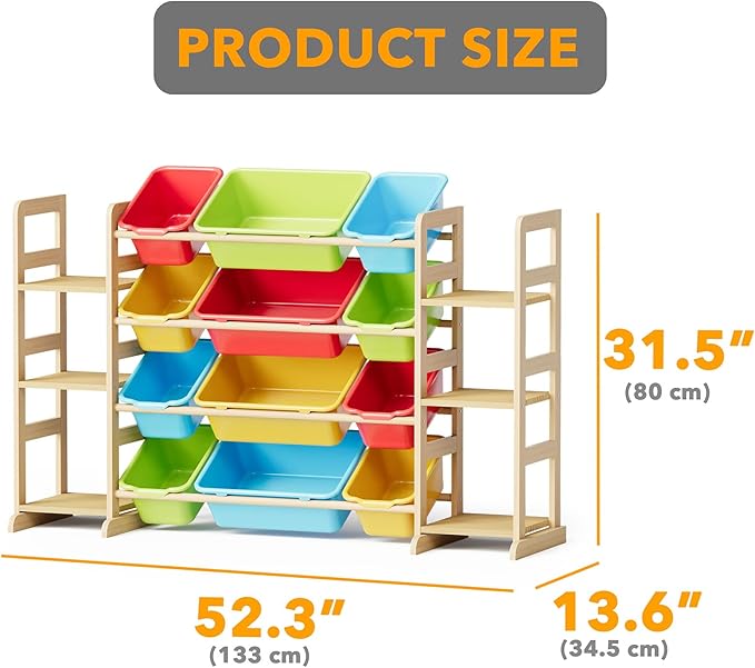 SpaceAid Toy Storage Organizer with 6 Shelves and 12 Bins, Toy Organizers Storage Bookshelf, Kids Bin Shelf Toys Box Bookcase for Bedroom Playroom Organization Room Decor, Multi-Colored-Ruum Studio Home