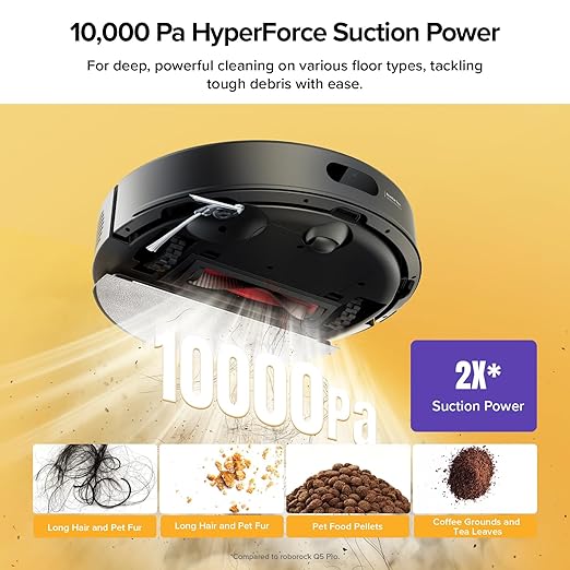 roborock Q7 M5+ Robot Vacuum and Mop, Upgraded from Q5 Max+, 7 Weeks Self-Emptying, 10000Pa Suction, Dual Anti-Tangle System, for Pet Hair & Carpet, PreciSense LiDAR Navigation, App Control, Black-Ruum Studio Home