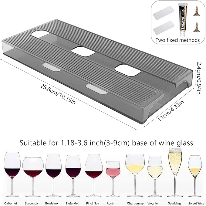 2 Pcs Wine Glass Holder,Stemware Rack Punch-free Hanging Under Cabinet for Bar,Kitchen and Restaurant (Grey)-Ruum Studio Home