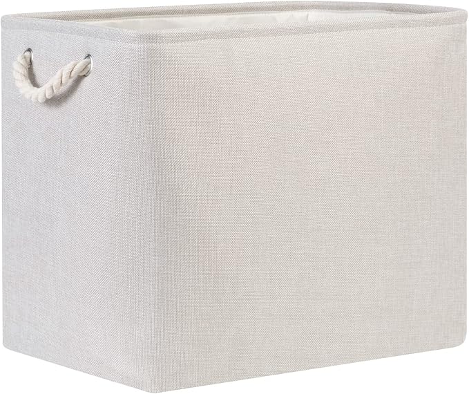 Bidtakay Fabric Beige Baskets Extra Large Organization Baskets for Clothes Set of 2 Collapsible Storage Bins for Shelves Cabinet 17x12x15 In Organizing Bins for Bedroom Blankets Pillow Towels Storage-Ruum Studio Home
