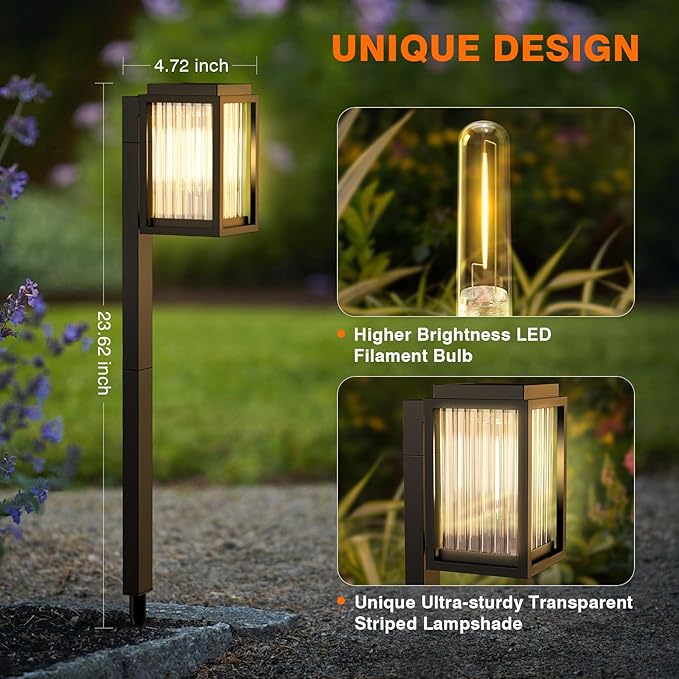 Solar Lights Outdoor Pathway 6 Pack, Solar Pathway Lights Outdoor 24" Tall Bright Auto On/Off Waterproof Garden Landscape Lighting for Path, Yard, Walkway, Driveway, Outside Decor Father's Day-Ruum Studio Home