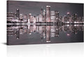 Conipit Chicago Wall Art Chicago Skyline Artwork City Night Downtown Picture Cityscape Painting Framed for Bedroom Home Office Decor 24"x48"-Ruum Studio Home