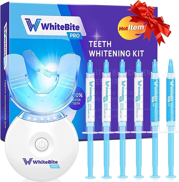 Whitebite Pro Teeth Whitening Kit for Sensitive Teeth | 4 Whitening Gels & 2 Remineralizing Gels | LED Light System for Fast Results | Professional Dental Grade | Enamel Safe-Ruum Studio Home