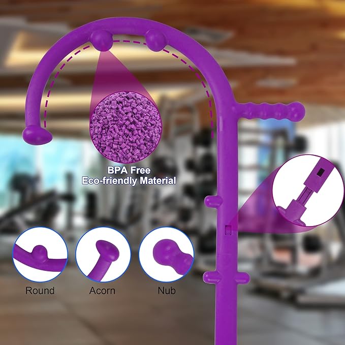 Massage Trigger Point Cane, Muscle Release Tool Self Massage Hook Cane, Handheld Back, Neck, Shoulder, Leg and Feet Massager Rod, Body Deep Tissue for Men & Women, Purple-Ruum Studio Home