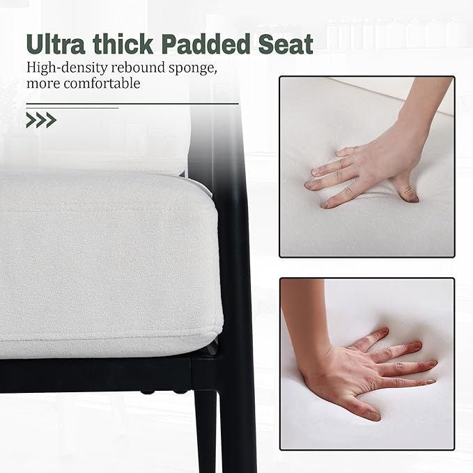 Modern Accent Chair for Living Room Bedroom Mid Century Arm Chair Upholstered Office Accent Chair Comfy Waiting Room Chair with Metal Frame, Cream White-Ruum Studio Home