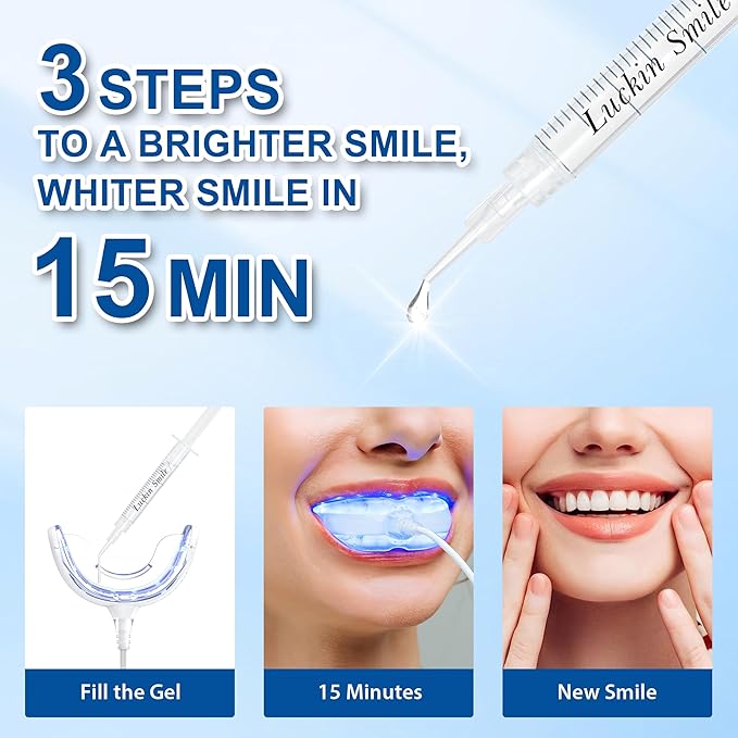 LUCKIN SMILE 10*3ML Teeth Whitening Gel Refill with 22% Carbamide Peroxide Suitable for Sensitive Teeth Whitening, 60 Whitening Treatments, Teeth Whiteners Used in Conjunction with Teeth Whitening Kit-Ruum Studio Home