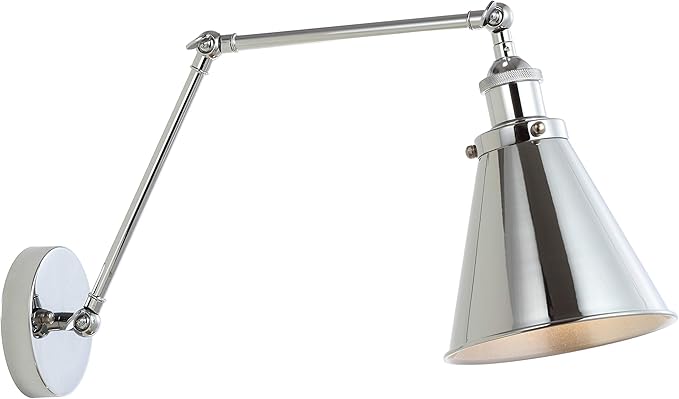 JONATHAN Y JYL7460A Rover 7" Farmhouse Industrial Adjustable Arm Metal LED Wall Sconce Rustic Bohemian 2700K LED 4W Bulb for Entryway Lobby Kitchen Bathroom Bedroom Living Room Hallway, Chrome-Ruum Studio Home