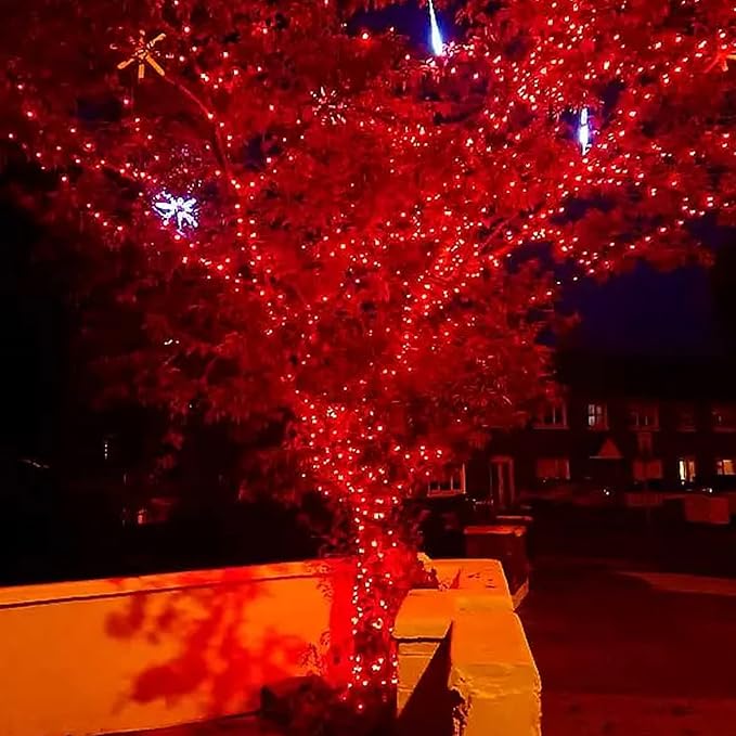 Dazzle Bright 300 LED Christmas String Lights, 100 FT Connectable Waterproof String Lights Green Wire with 8 Modes Christmas Decoration for Indoor Outdoor Party Yard Garden Decor (Red)-Ruum Studio Home