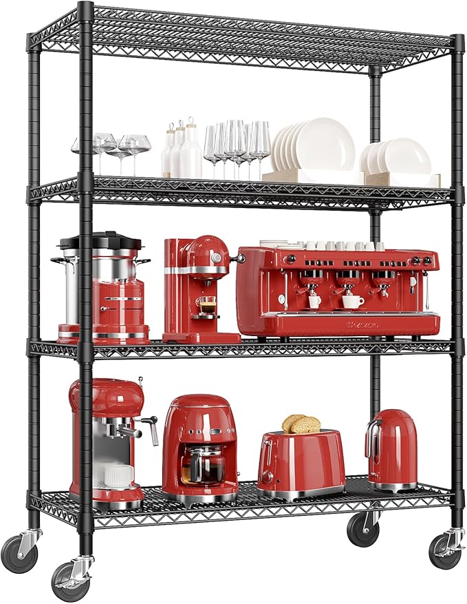 IZEUK Garage Shelving Wide Storage Shelves 4 Tier Metal Shelves 3200 LBS Heavy Duty Adjustable Utility Shelf Rack Black 23.6" D x 53.1" W x 73.6" H-Ruum Studio Home