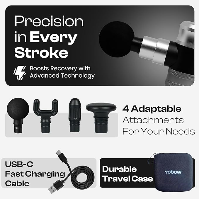 The Therapeutic Mini Massage Pistol with Portable Carrying Case, 4 Massage Speeds, 6 Colors | Fast USB Type C Charging | Massage Tool for Pain Relief | Stylish and Powerful Massage Gun-Ruum Studio Home