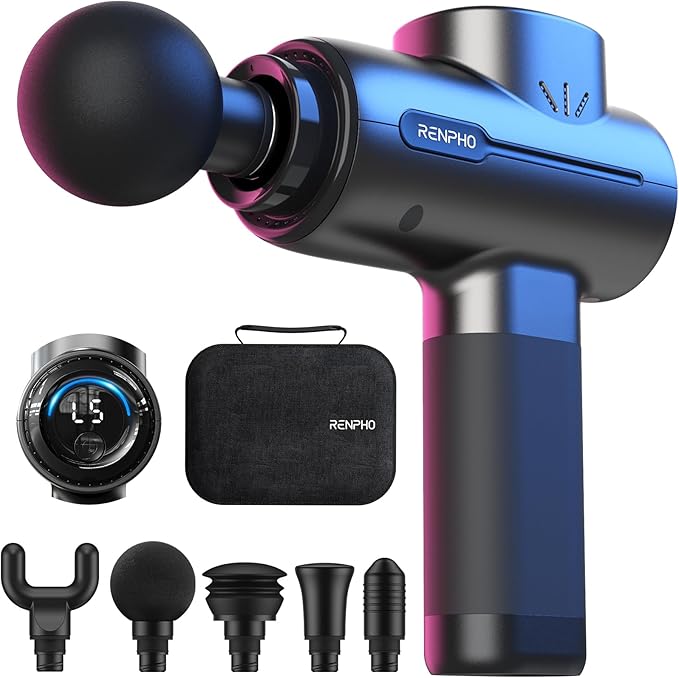 RENPHO Massage Gun Deep Tissue, Portable Percussion Massager for Back and Neck, Gifts for Men Women, Handheld Device with Carry Case, Active-Ruum Studio Home