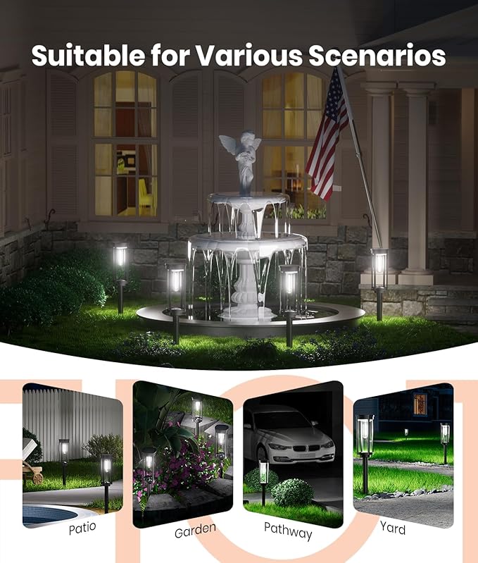 Solar Pathway Lights Outdoor Powered Waterproof 8 Pack Upgraded Solar Walkway Landscape Lighting Outside Driveway Light,Auto Dusk to Dawn On/Off for Yard Lawn Patio Decor (Cool White)-Ruum Studio Home