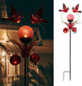 VCUTEKA Cardinal Solar Lights Outdoor Metal Garden Stake Waterproof Crackle Glass Globe Garden Decor Cardinal for Pathway, Lawn, Patio, Yard-Ruum Studio Home