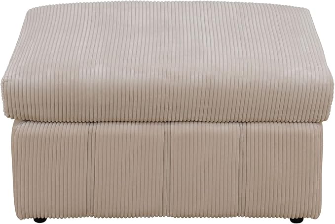 Ottoman Rectangular Storage Ottoman Bench, Flannel Footrest Stool Footstool with Lid for Living Room, Bedroom, Entryway, Beige Pink, 38"x30"x22"-Ruum Studio Home