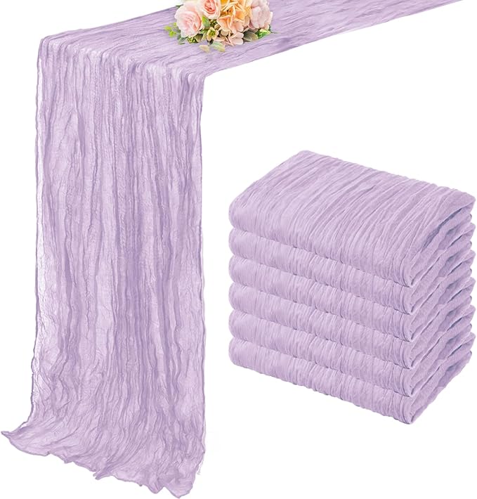 6 Pack Lilac Cheesecloth Table Runner 10FT Rustic Gauze Cheese Cloth Table Runner for Wedding 20 x 120 Inch Long Bridal Baby Shower Table Decor Boho Fabric Sheer Birthday Party Table Decorations-Ruum Studio Home