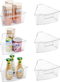 Oubonun Lazy Susan Organizers Set of 6, 10.2”x 9.4”x 4” Plastic Transparent Kitchen Cabinet Storage Bins with Handle, 4" Deep Container, 1/8 Wedge - Food Safe, without BPA-Ruum Studio Home