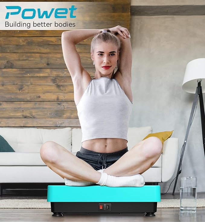 POWET Vibration Plate Exercise Machine for Weight Loss, Woukout & Lymphatic Drainage – Whole Body Vibrating with 99 Speed Levels & 5 Pre-Set Modes – Supports Up to 400lbs, Ideal for Home Use-Ruum Studio Home