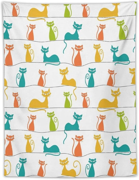 ICMOLYYENLO Boho Medieval Cat Tapestry, Abstract Atomic Starburst Geometric Aesthetic Art Wall Hanging For Bedroom Living Room Dormitory 40x60 Inches-Ruum Studio Home