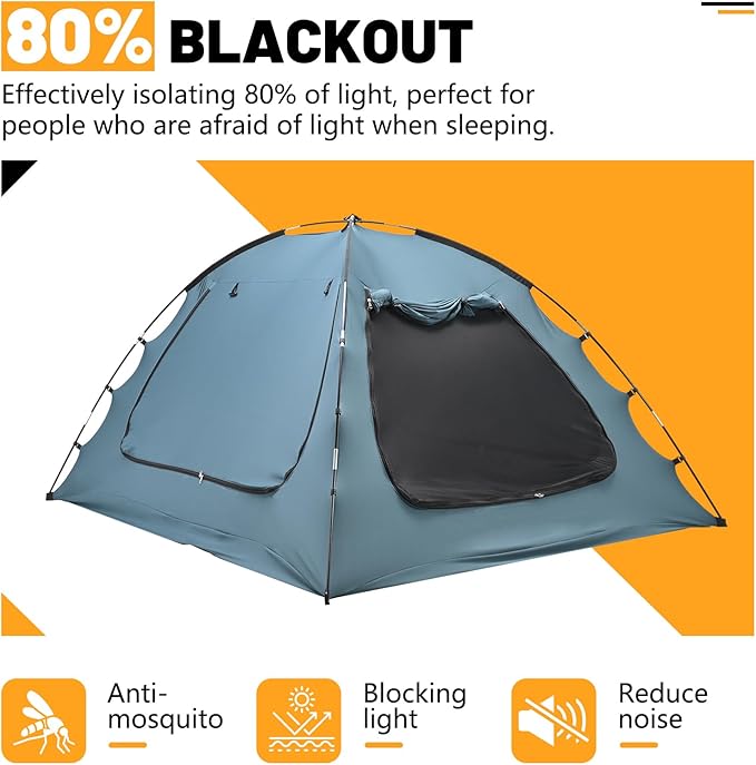 SUNYRISY Bed Tent Twin Size Bed Canopy, Indoor Tent for Adult and Kids, 3 Doors Breathable Portable Dream Tent, 80% Blackout Private Space Sleeping Tents-Ruum Studio Home