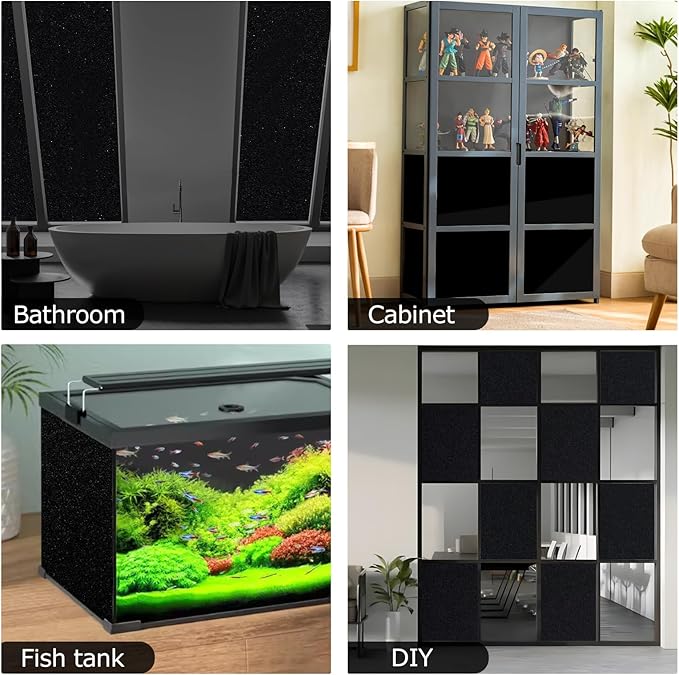 HIDBEA Blackout Window Film,100% Light Blocking Room Darkening Window Privacy Film,Frosted Glass Window Film Heat Control, Removable Window Cover Tint for Day Sleep (Black,35.4in x 6.5ft)-Ruum Studio Home