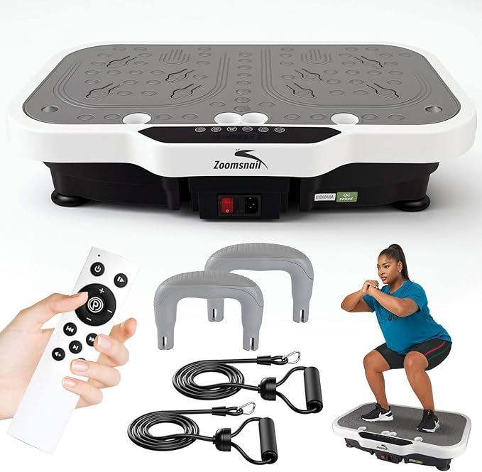 Vibration Plate Exercise Machine, 8000 Vibrations/min Adjustable Fitness Platform, 400 Lbs Capacity Whole Body Workout Extra Large Size Platform with Bluetooth for Weight Loss, Women & Men-Ruum Studio Home