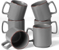 famiware Coffee Mugs Set of 6, Nebula 14oz Coffee Mugs, Ceramic Cup Set with Handle for Latte, Tea, Milk, Cappuccino, Cocoa, Dark Gray-Ruum Studio Home