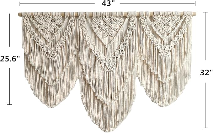 large macrame wall hanging - Boho Tapestry Macrame Wall Decor Art- Chic Bohemian Handmade Woven Tapestry Home Decoration for Bedroom Living Room Apartment Wedding Party - 43"x32" (Double-layer)-Ruum Studio Home