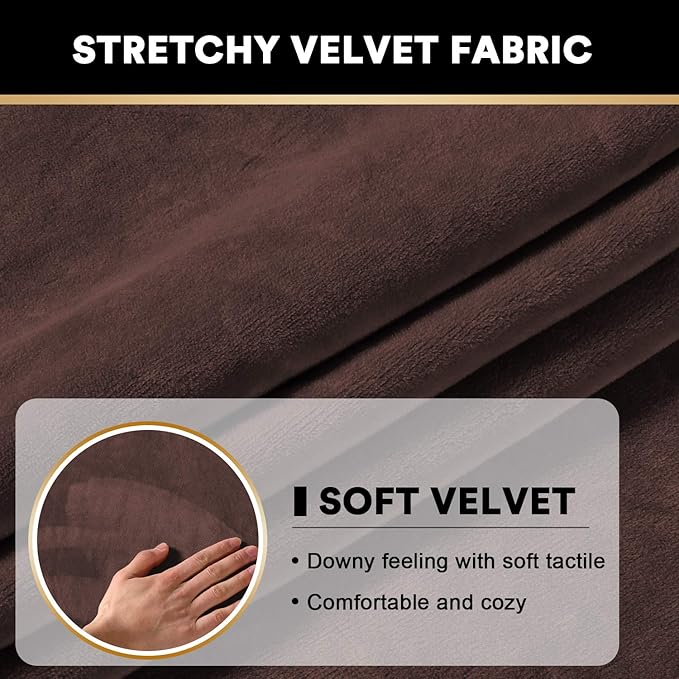 PrinceDeco Couch Cushion Cover Cushion Slipcover for Chair Sofa Cushion Furniture Protector Seat Cushion Sofa Cover for Dog Pet Kid with Elastic Straps Width Up to 29.5", Brown-Ruum Studio Home